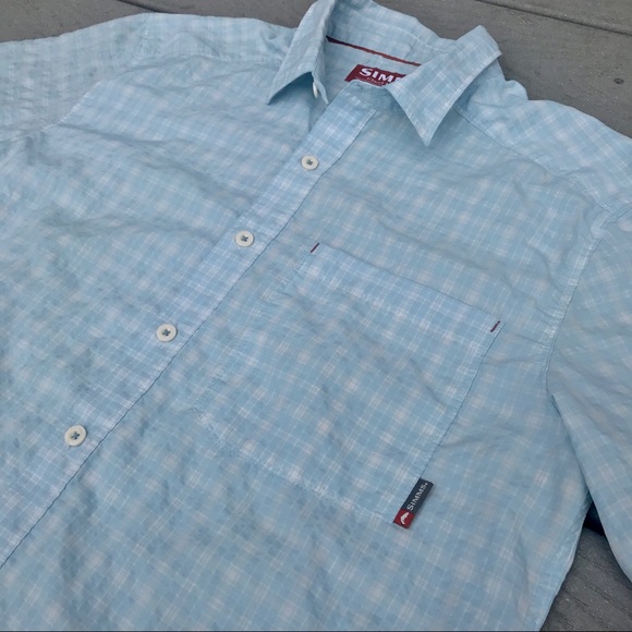 Simms Fishing Shirt Button Down M Lightweight Blue - Picture 4 of 6